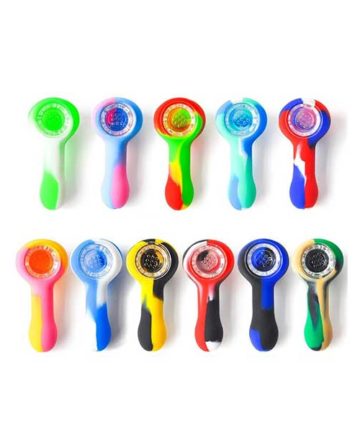 Colourful Silicone Pipe with Glass Screen