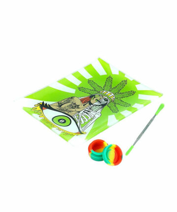 Glass Tray with Dab Storage and Tool